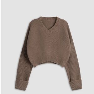 Brown V-Neck Sweater Size S